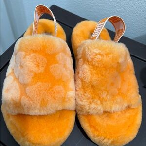 UGG Kids Fluffy Orange Slippers